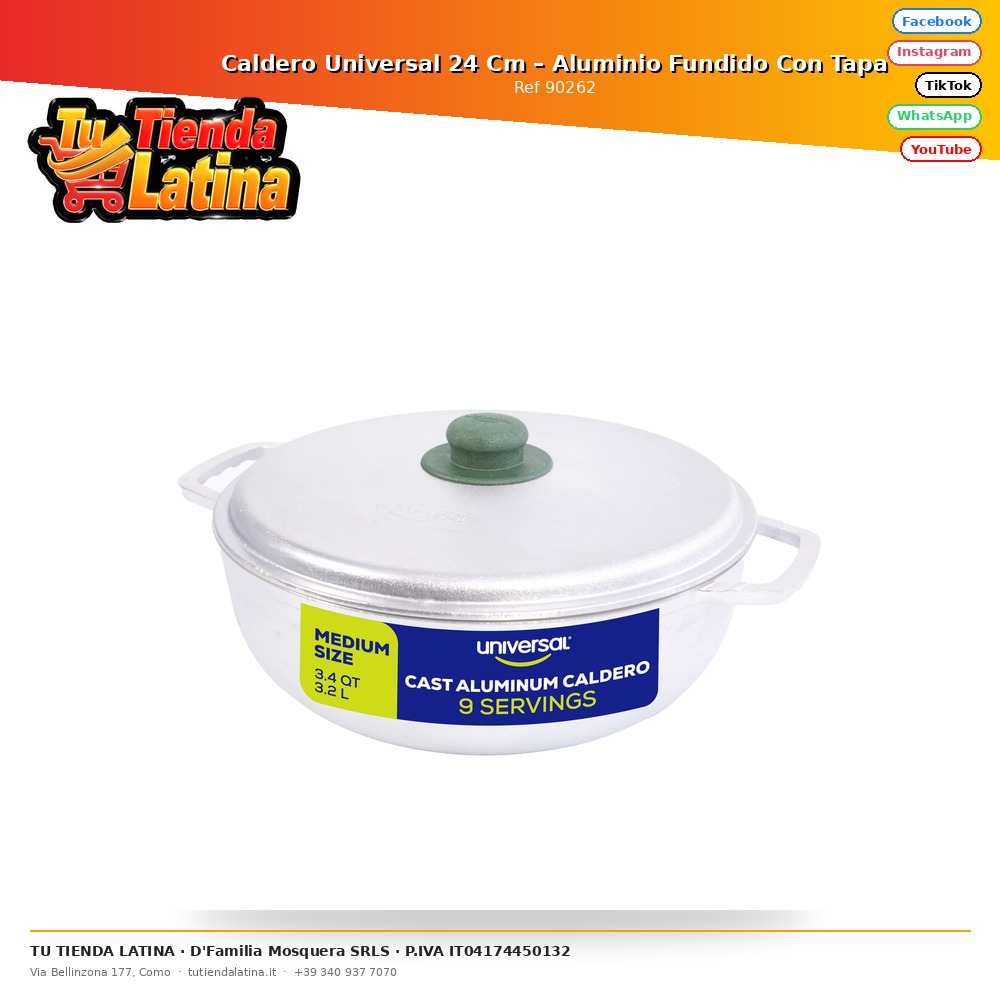 ​Calderone Universale 24 Cm – Alluminio Pressofuso Con Coperchio