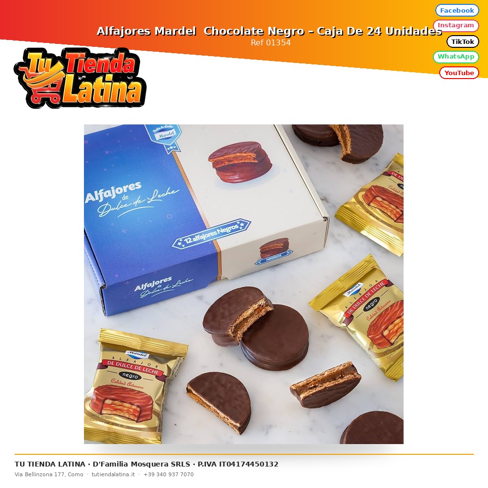 Alfajores Mardel  Chocolate Negro – Caja De 24 Unidades 