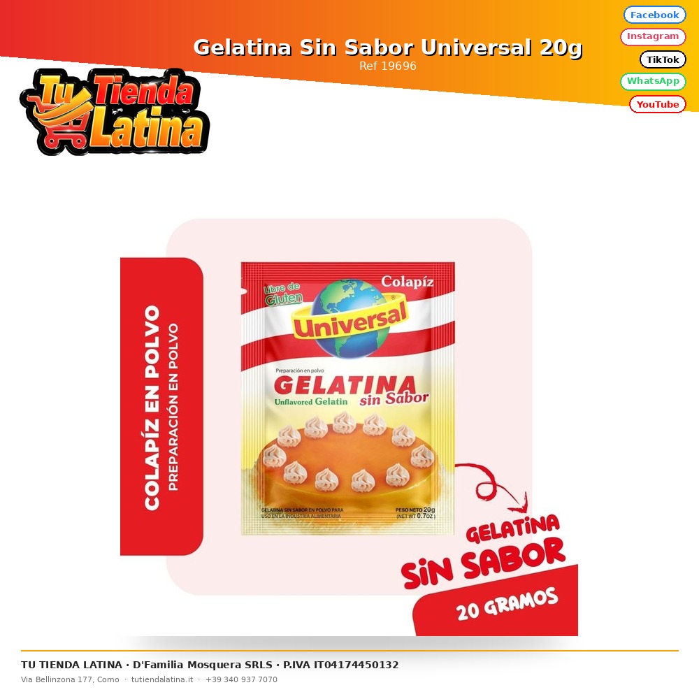 Gelatina universale non aromatizzata 20g