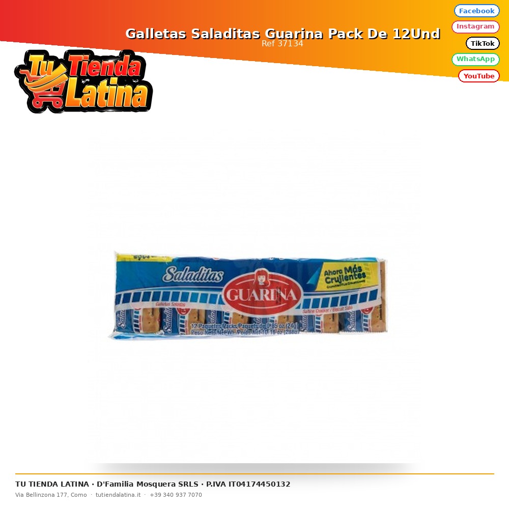 Galletas Saladitas Guarina Pack De 12Und
