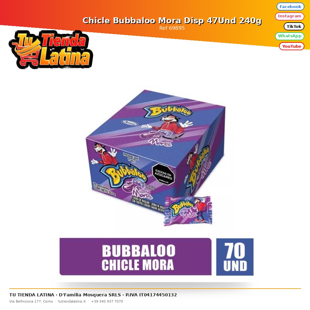 Bubbaloo Mora Gum Disp 47Und 240g