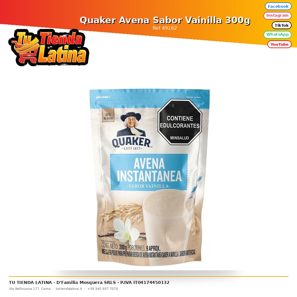 Quaker Oatmeal Vanilla Flavor 300g