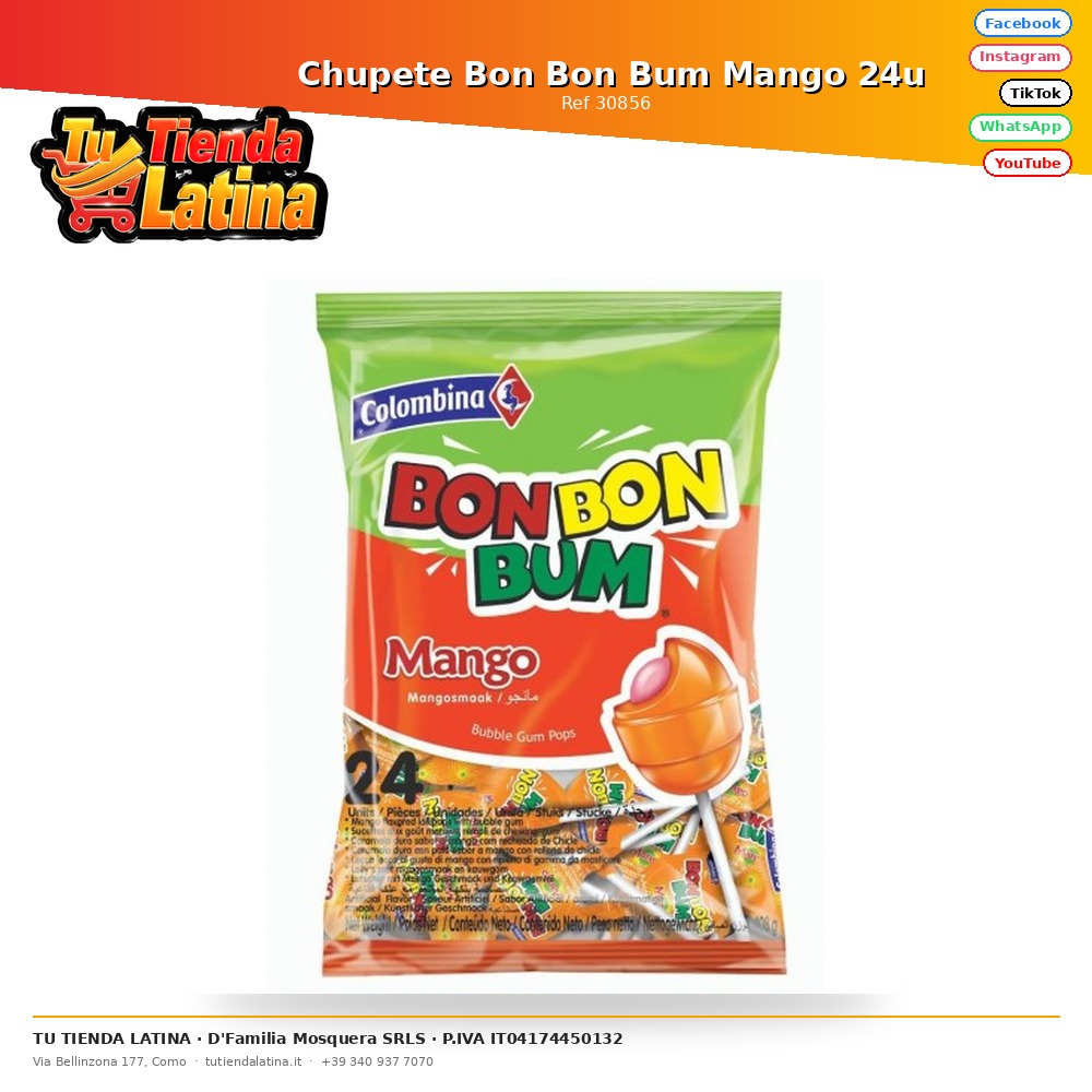  Chupete Bon Bon Bum Mango 24u