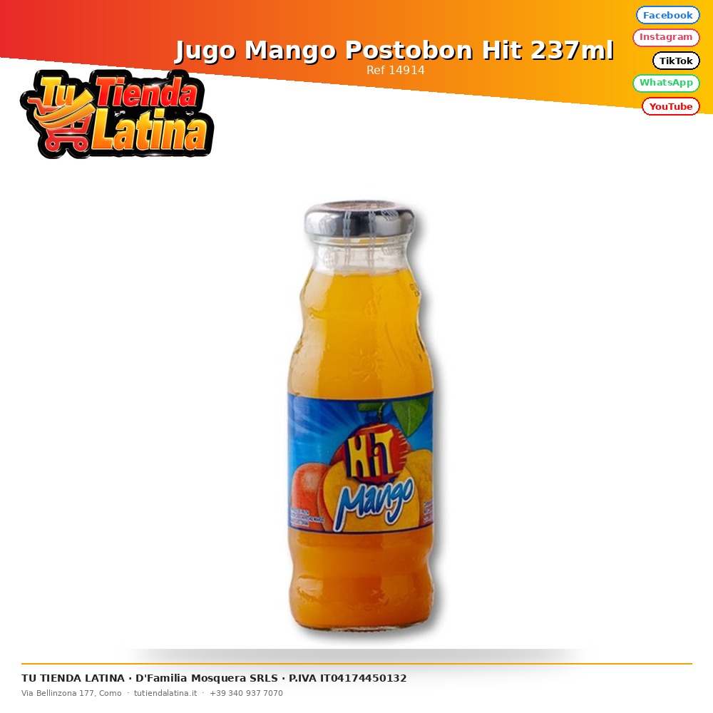 Jugo Mango Postobon Hit 237ml