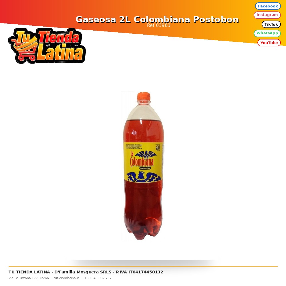 Soda colombiana Postobon 2L