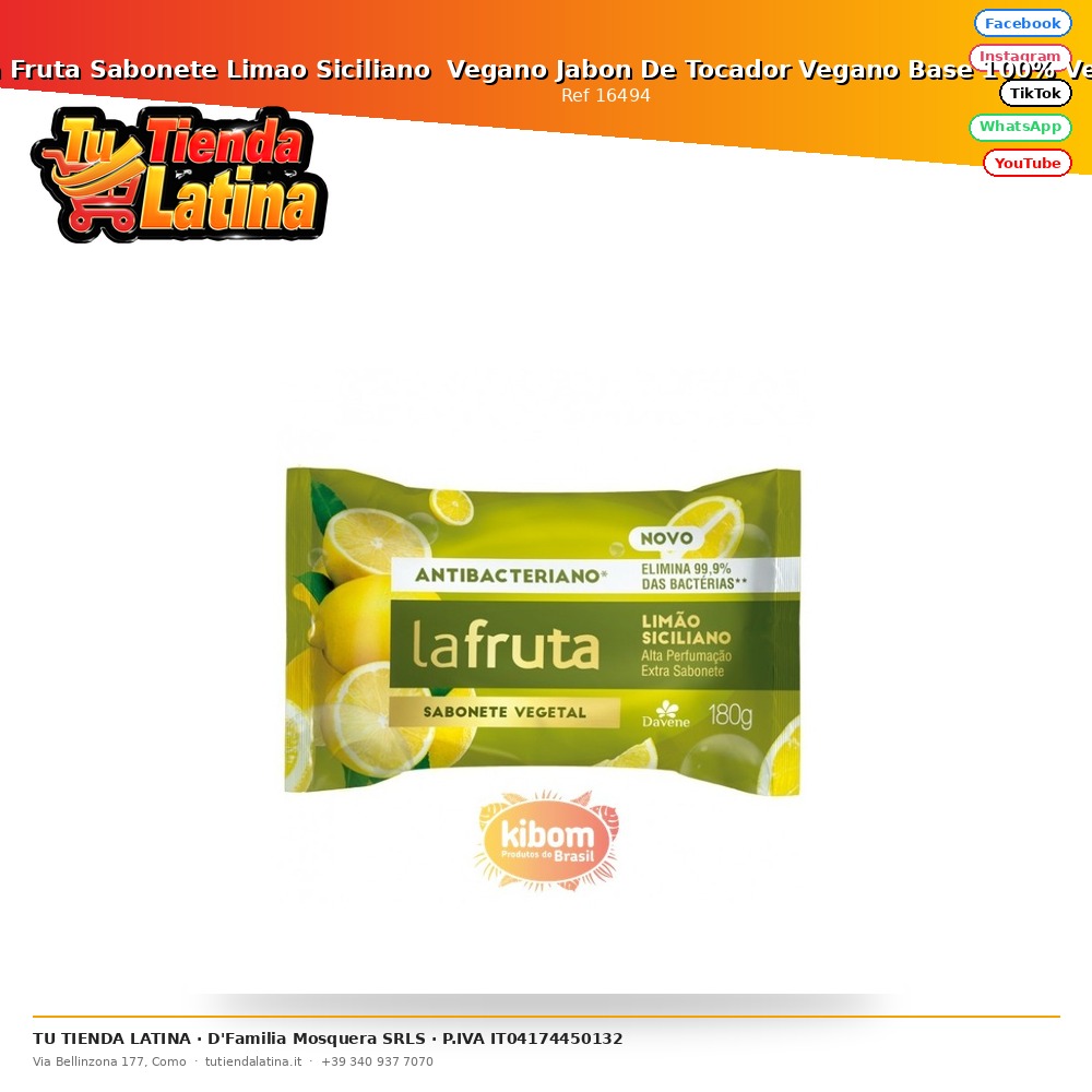 La Fruta Sabonete Limao Siciliano Vegano Jabon De Tocador Vegano Base 100% Vegetal 180g