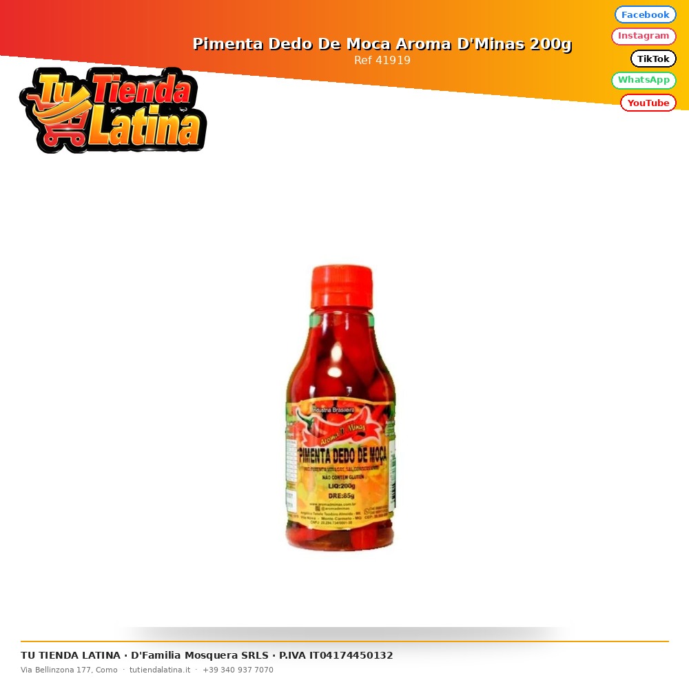 Pimenta Dedo De Moca Aroma D'Minas 200g