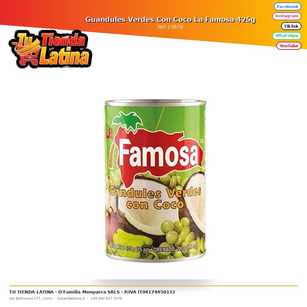 Green Guandules with Coconut La Famosa 425g