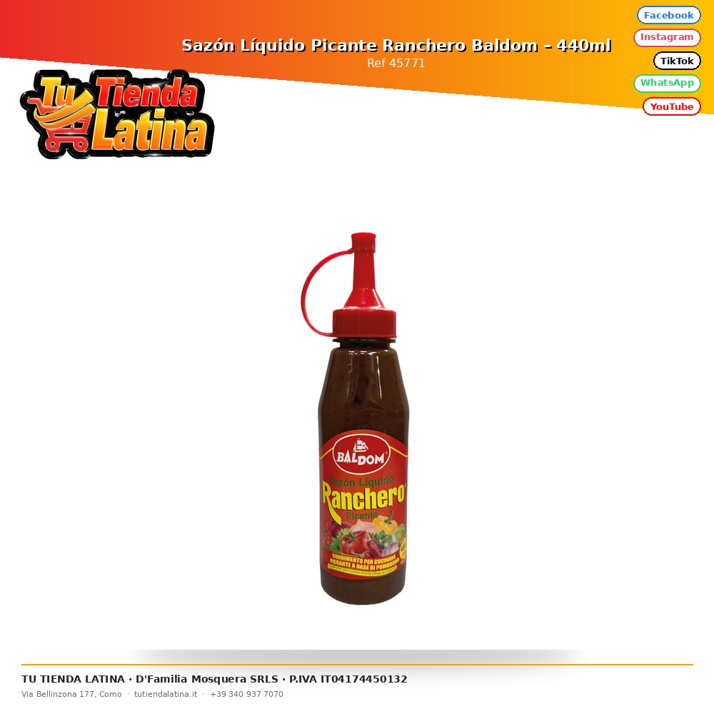 Condimento liquido piccante Baldom Ranchero – 440ml