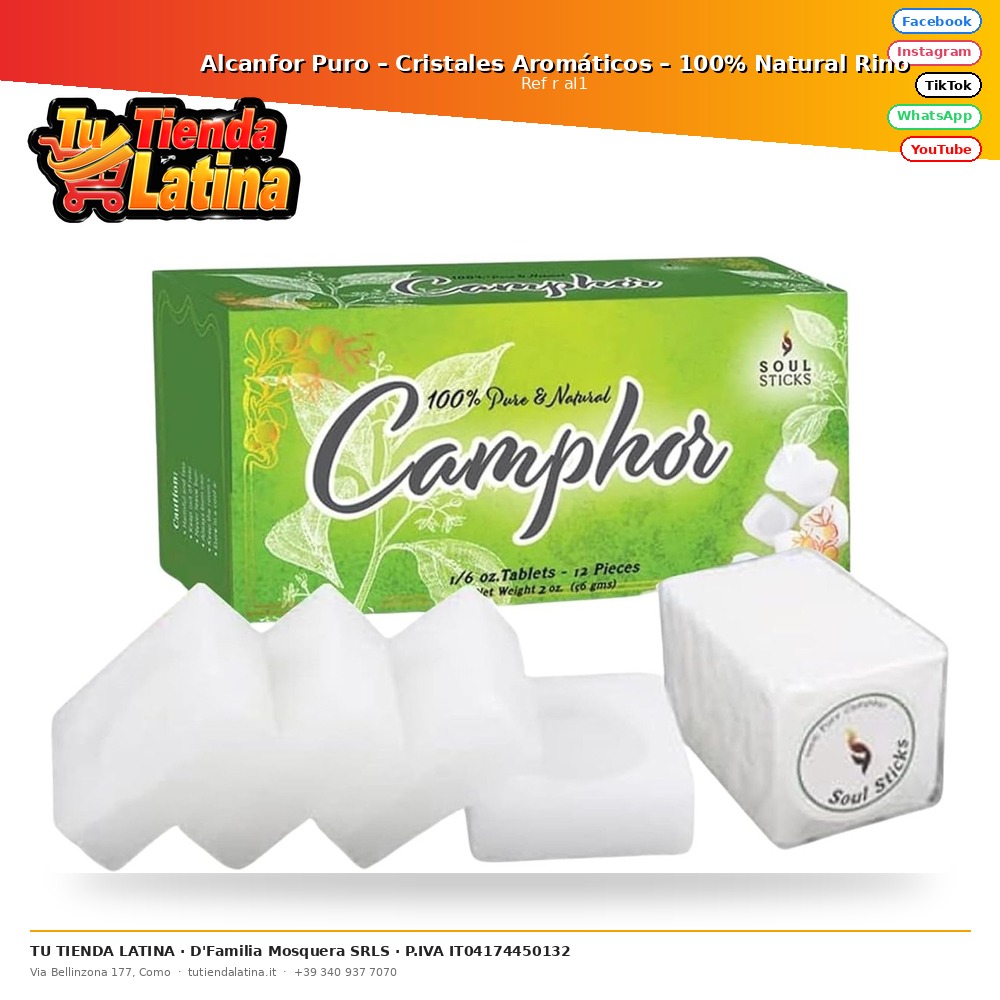 Alcanfor Puro – Cristales Aromáticos – 100% Natural Rino