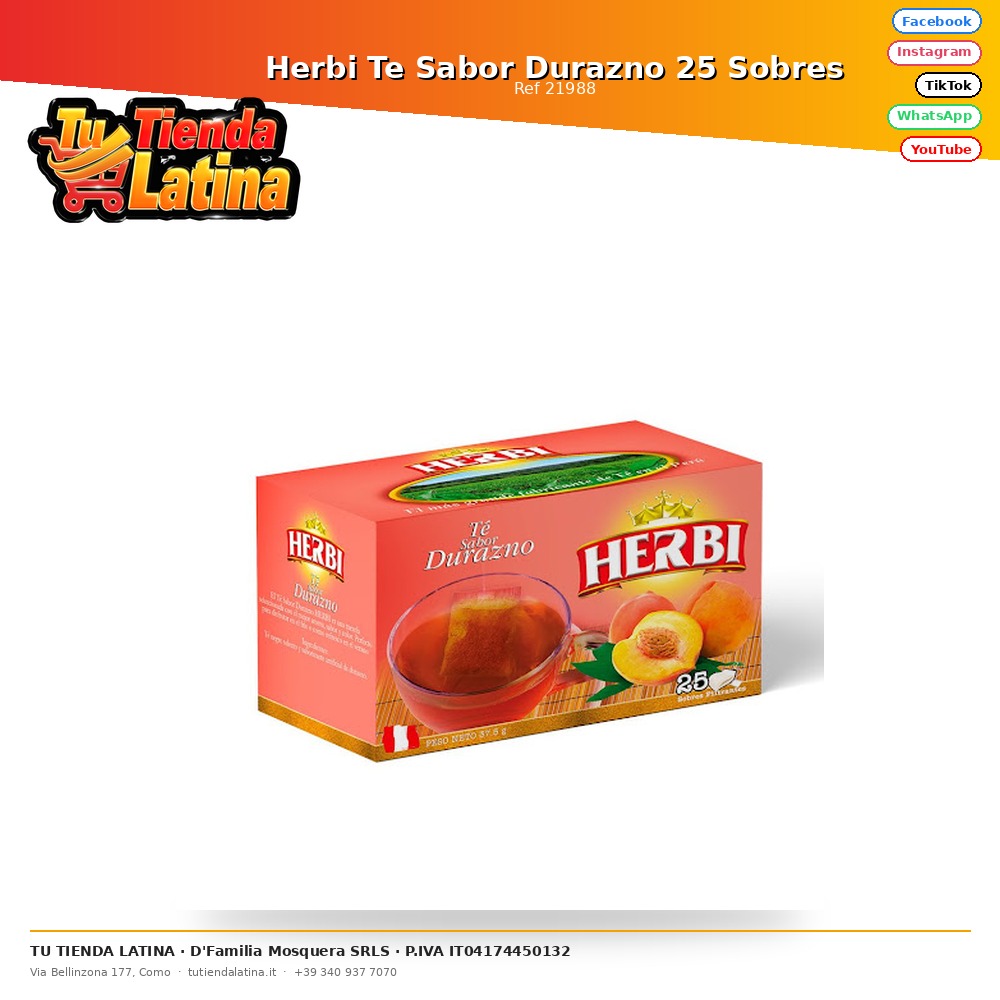 Herbi Te Sabor Durazno 25 Sobres