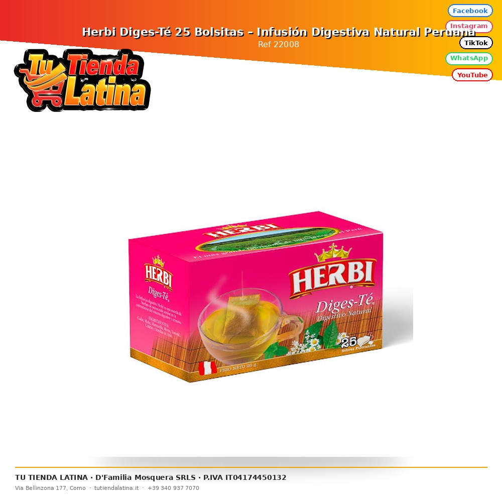 ​Herbi Diges-Tea 25 Bags – Peruvian Natural Digestive Infusion