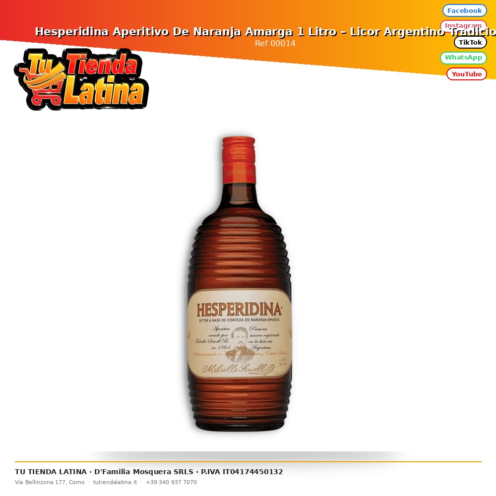 ​Hesperidina Aperitivo De Naranja Amarga 1 Litro – Licor Argentino Tradicional​