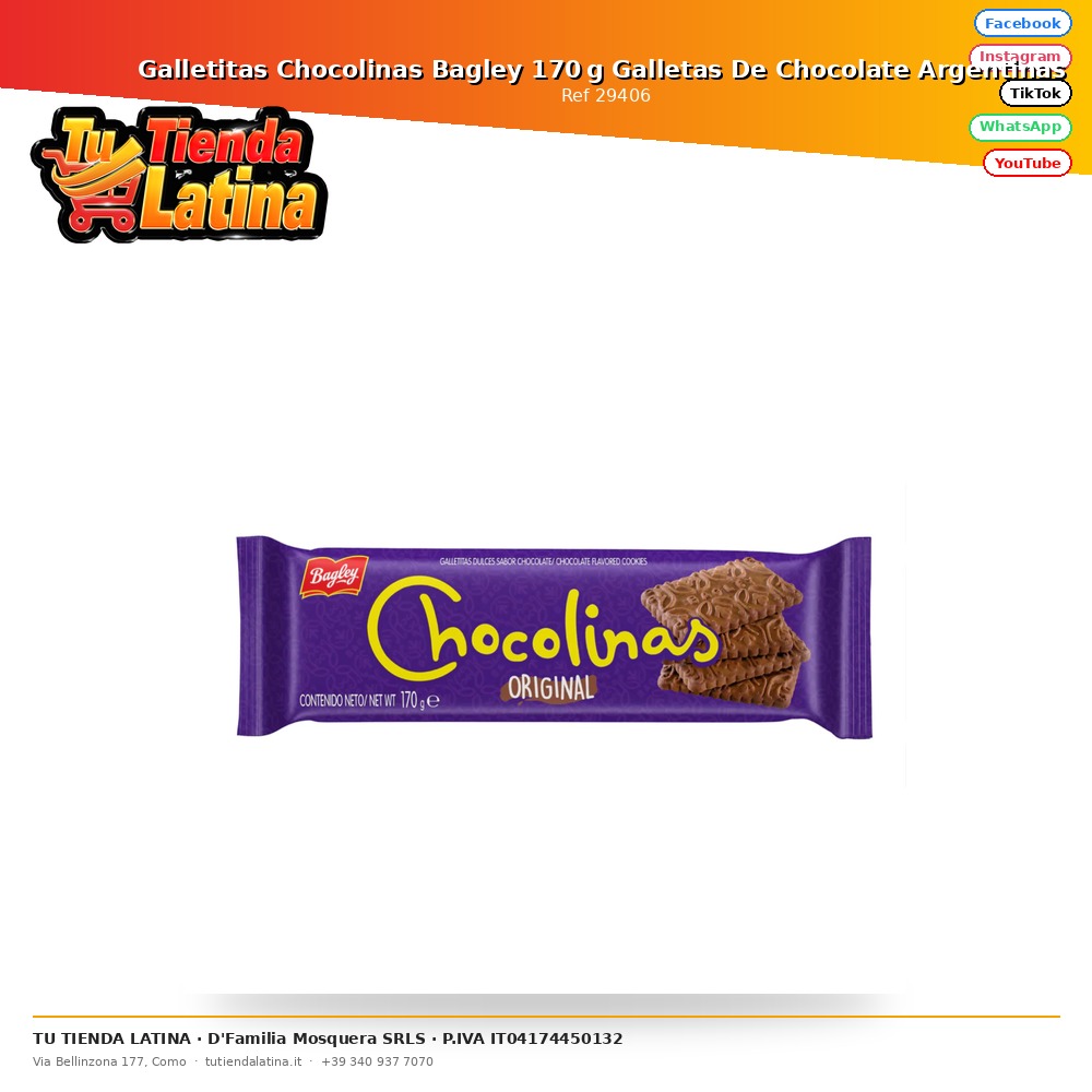 Bagley Chocolinas Cookies 170g Argentine Chocolate Cookies