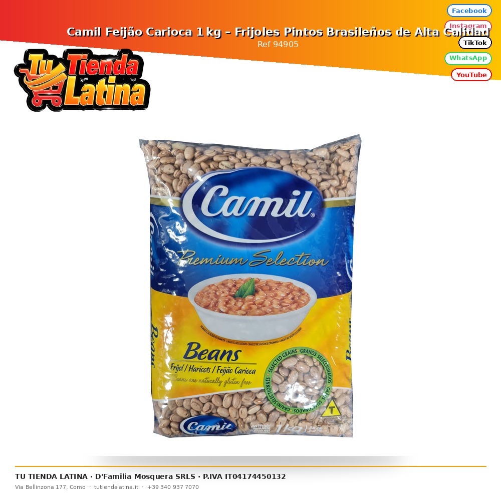 ​Camil Feijão Carioca 1kg – High Quality Brazilian Pinto Beans