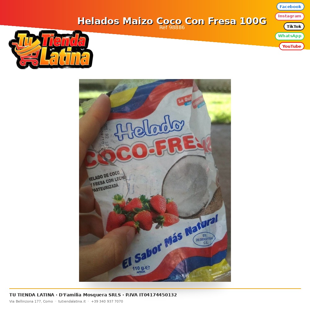 Gelato al mais e cocco con fragole 100G