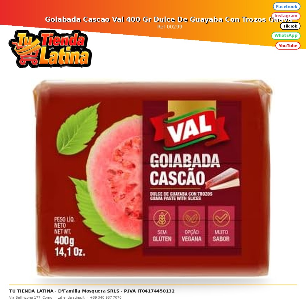 Goiabada Cascao Val 400 Gr Sweet Guava With Guava Pieces