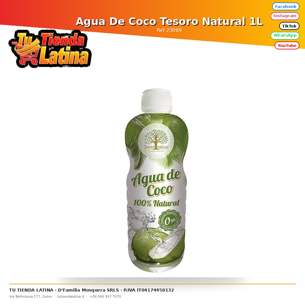 Acqua di cocco del tesoro naturale 1 litro