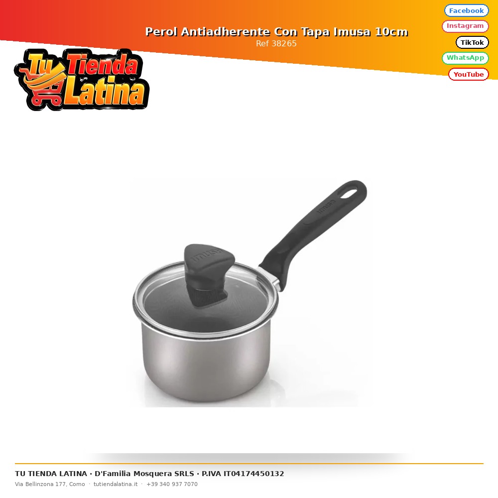 Perol Antiadherente Con Tapa Imusa 10cm