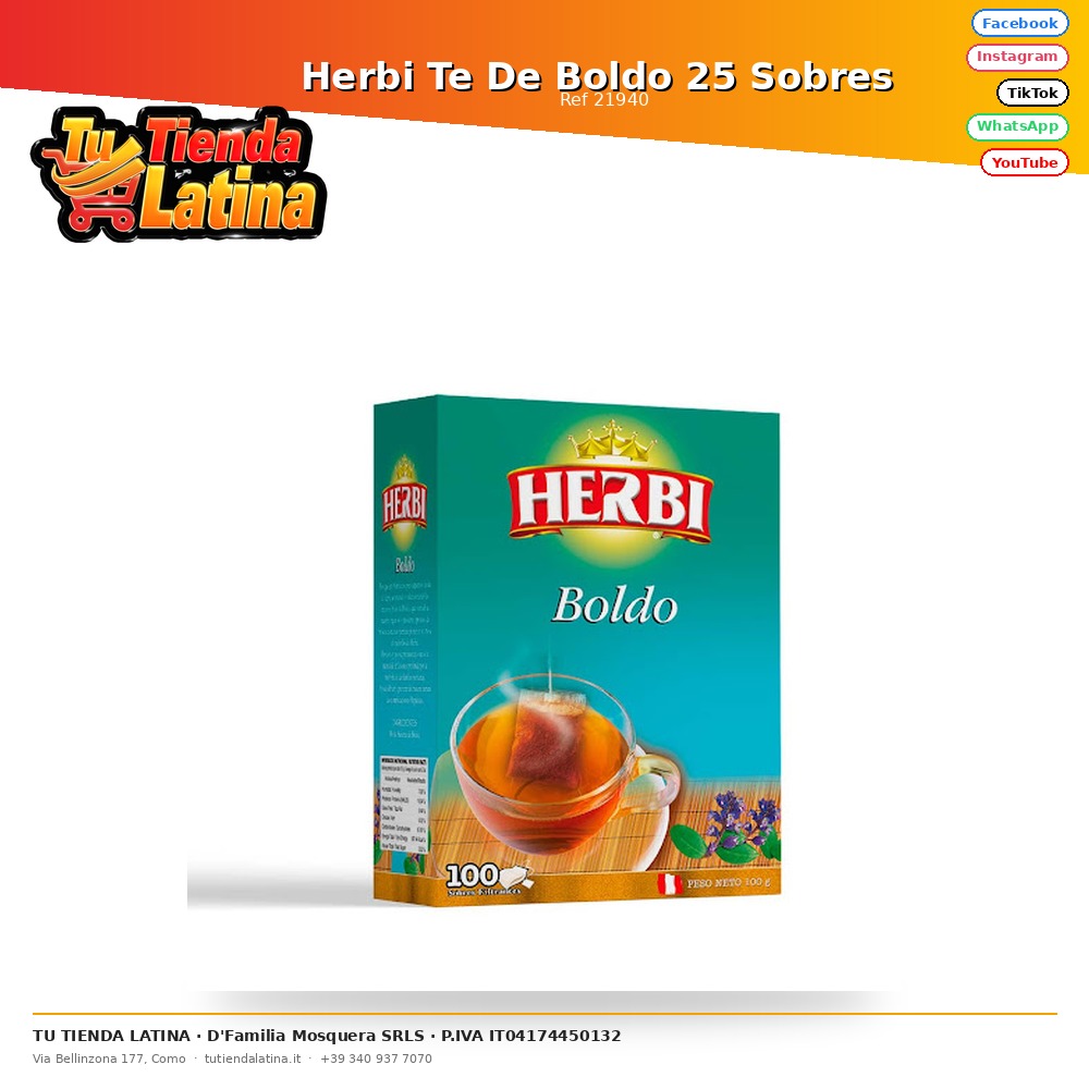 Herbi Te De Boldo 25 Sobres 