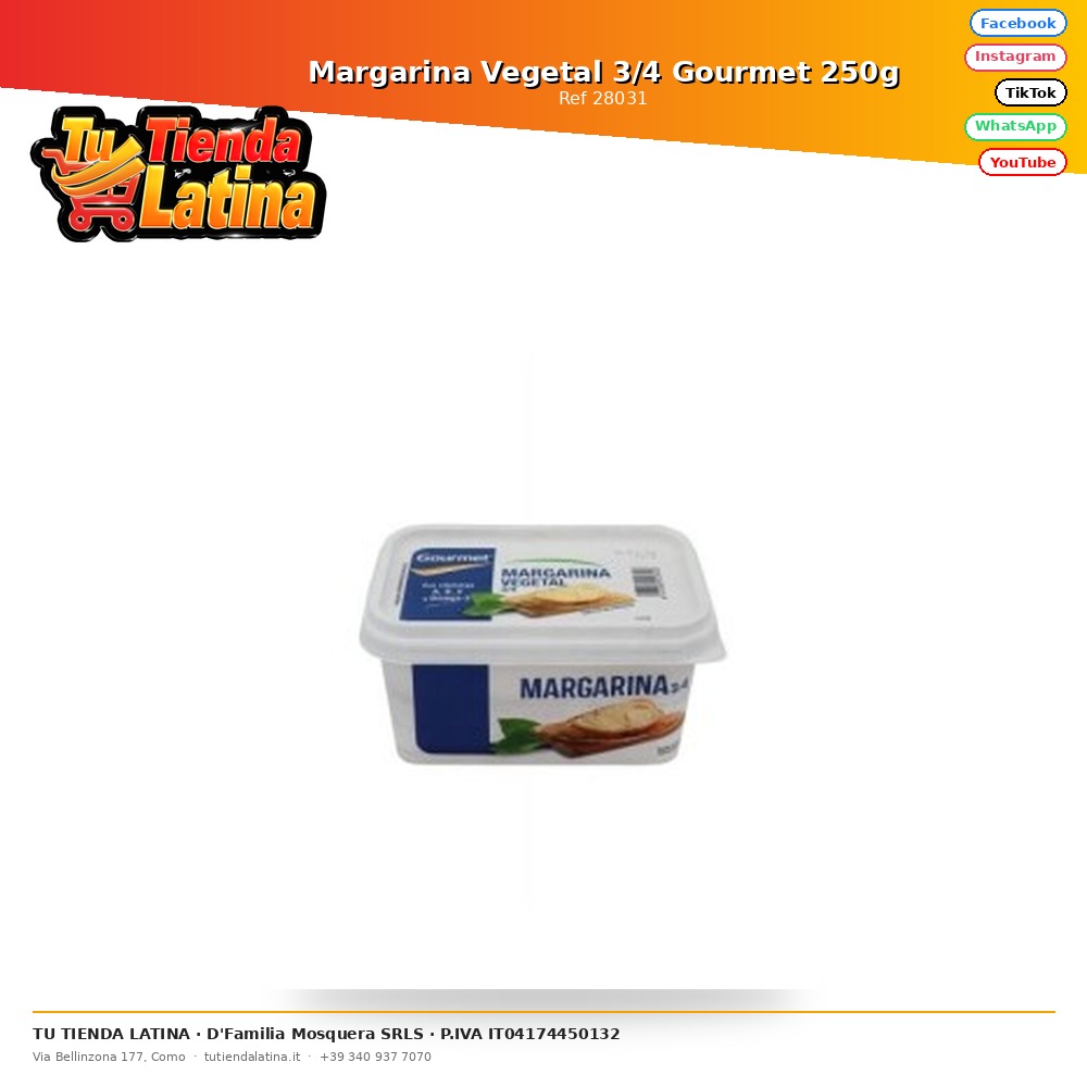 Margarina Vegetale 3/4 Gourmet 250g