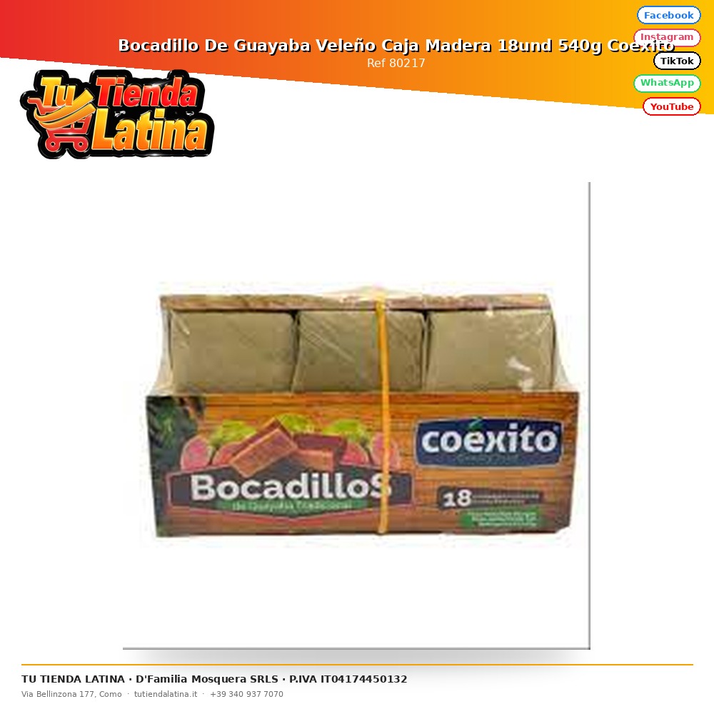 Veleño Guava Snack Scatola di legno 18 unità 540g Coexito