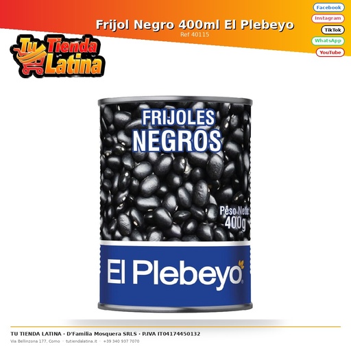 [40115] Black Bean 400ml El Plebeyo