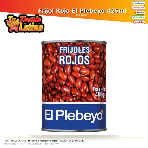 [40108] Frijol Rojo El Plebeyo 425ml