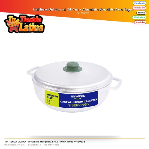 [90262] ​Universal Cauldron 24 Cm – Cast Aluminum With Lid