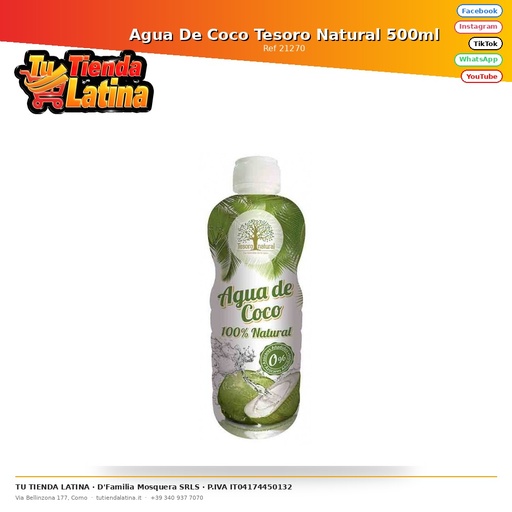 [21270] Acqua di cocco del tesoro naturale 500 ml
