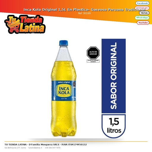 [30169] Inca Kola Original 1,5L En Plastica– Gaseosa Peruana Tradicional