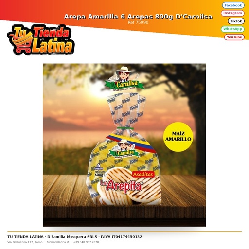 [75990] Yellow Arepa 6 Arepas 800g D'Carnilsa