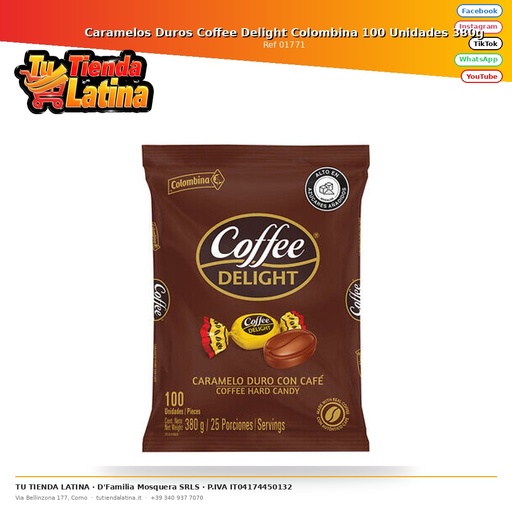 [01771] Caramelle dure Colombina Coffee Delight 100 unità 380 g