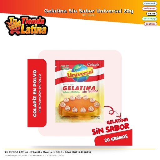 [19696] Gelatina Sin Sabor Universal 20g