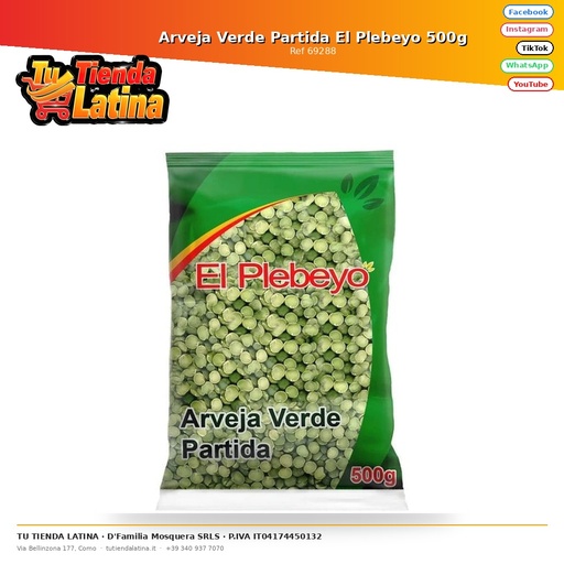 [69288] El Plebeyo Split Green Peas 500g