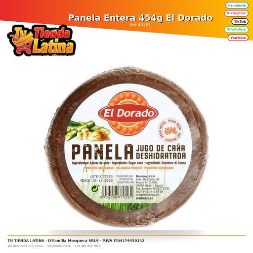[49181] Whole panela 454g El Dorado