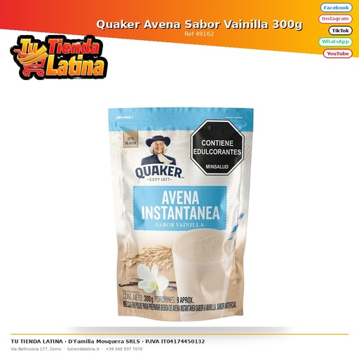 [49162] Quaker Farina D'Avena Al Gusto Vaniglia 300g