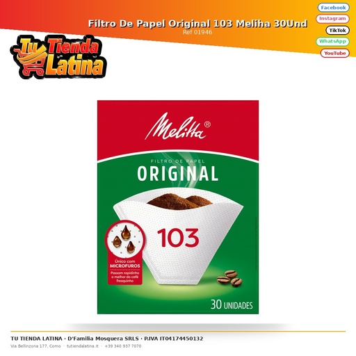 [01946] Filtro De Papel Original 103 Meliha 30Und