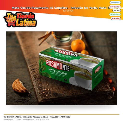 [00784] Rosamonte Cooked Mate 25 bustine – Infuso tradizionale di Yerba Mate