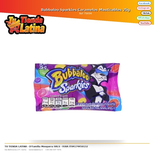 [79494] Bubbaloo Sparkies Caramelos Masticables 25g