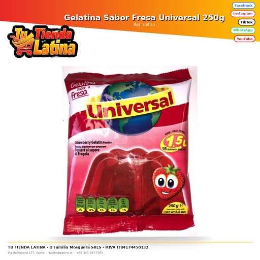 [13413] Gelatina Universale al gusto Fragola 250g