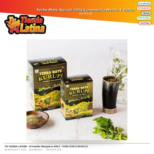 [00124] Yerba Mate Kurupi 500g Composto da Menta e Boldo