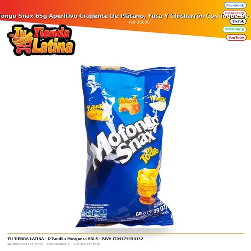[26606] Mofongo Snax 65g Aperitivo Crujiente De Plátano, Yuca Y Chicharrón Con Toque De Ajo Frito Lay