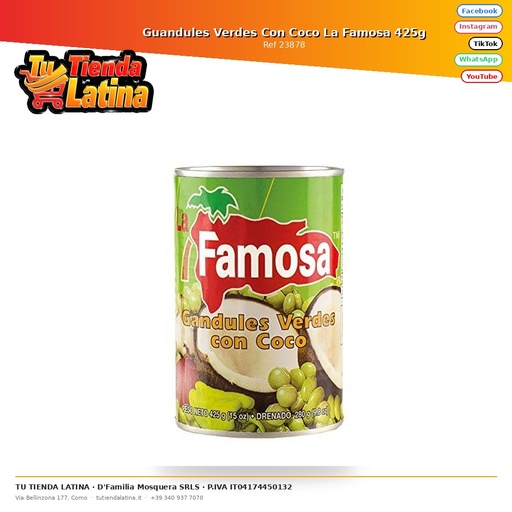 [23878] Green Guandules with Coconut La Famosa 425g
