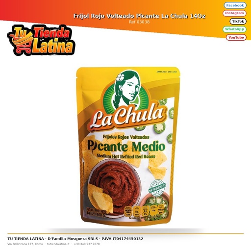 [03038] Fagiolo rosso capovolto piccante La Chula 14Oz