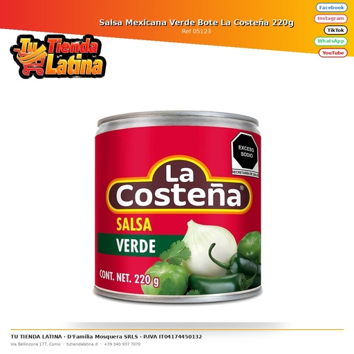 [05123] Green Mexican Sauce La Costeña Jar 220g
