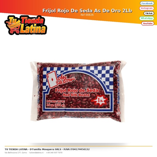 [00826] Red Silk Bean Ace De Oro 2Lb