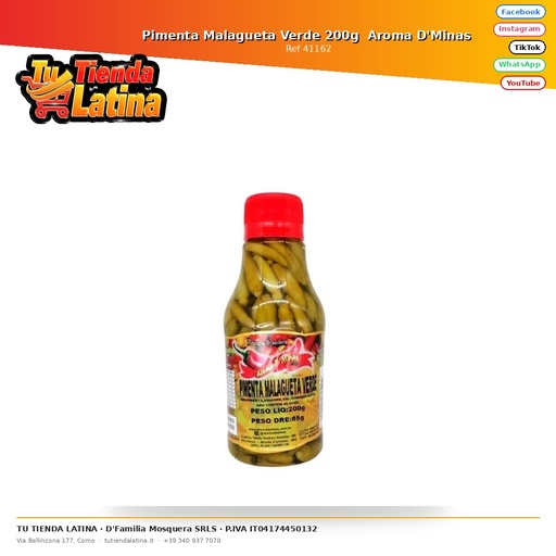 [41162] Pimenta Malagueta Verde 200g  Aroma D'Minas 
