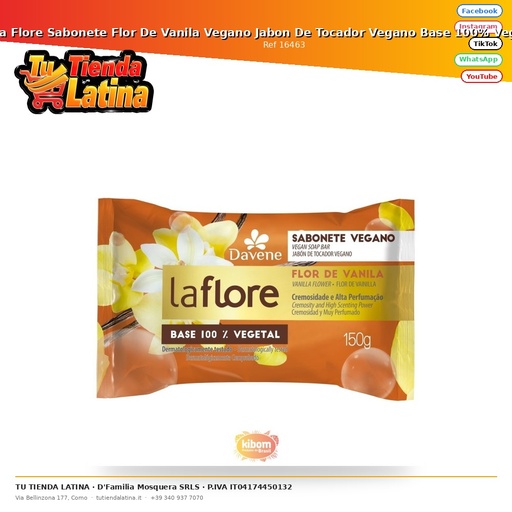 [16463] La Flore Sabonete Fiore Di Vaniglia Vegan Sapone Da Toilette Vegano 100% Base Vegetale 180g