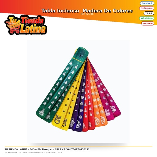 [72986] Tabla Incienso  Madera De Colores